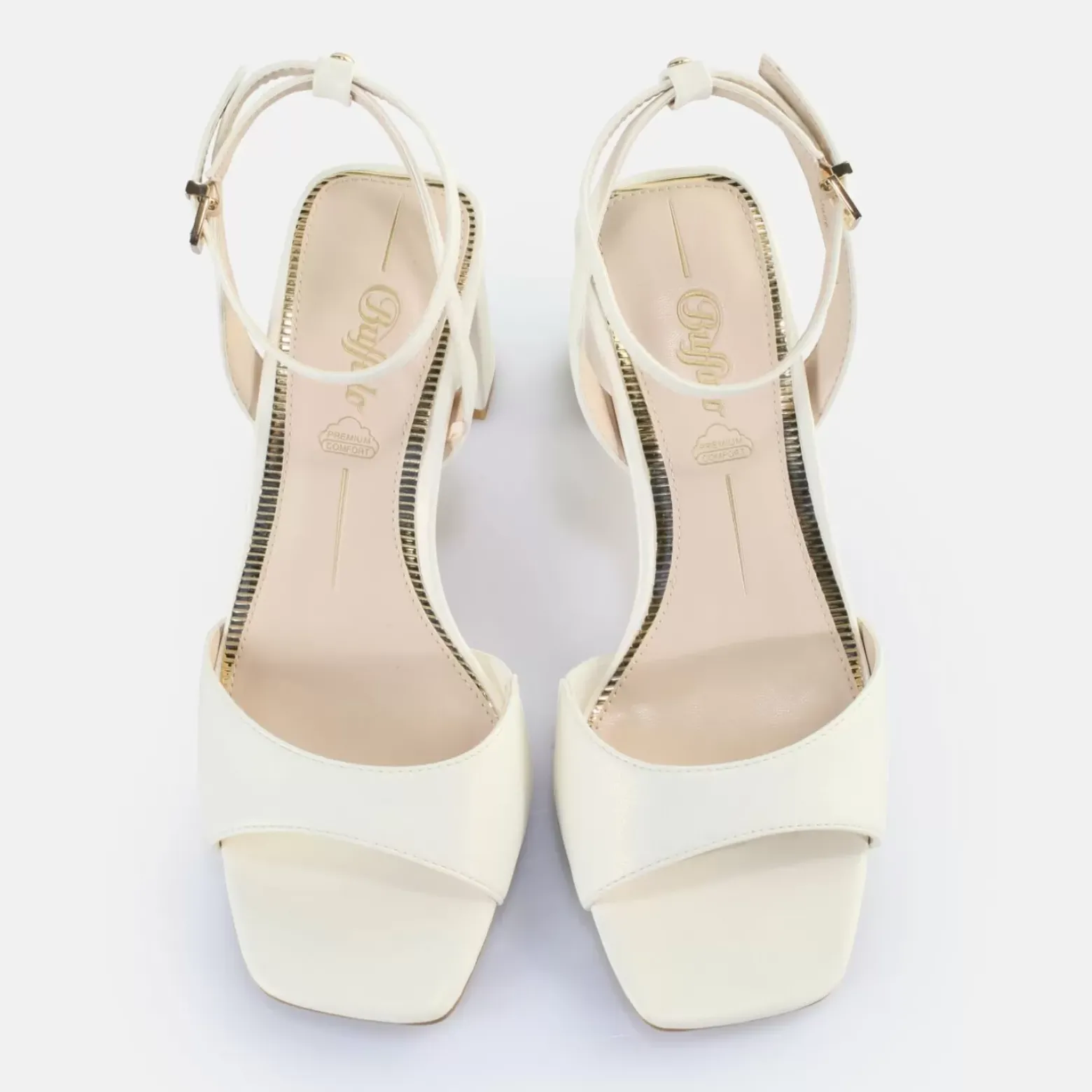 Cheap BUFFALO April Neat Sandales A Talon Veganes Perle Blanc