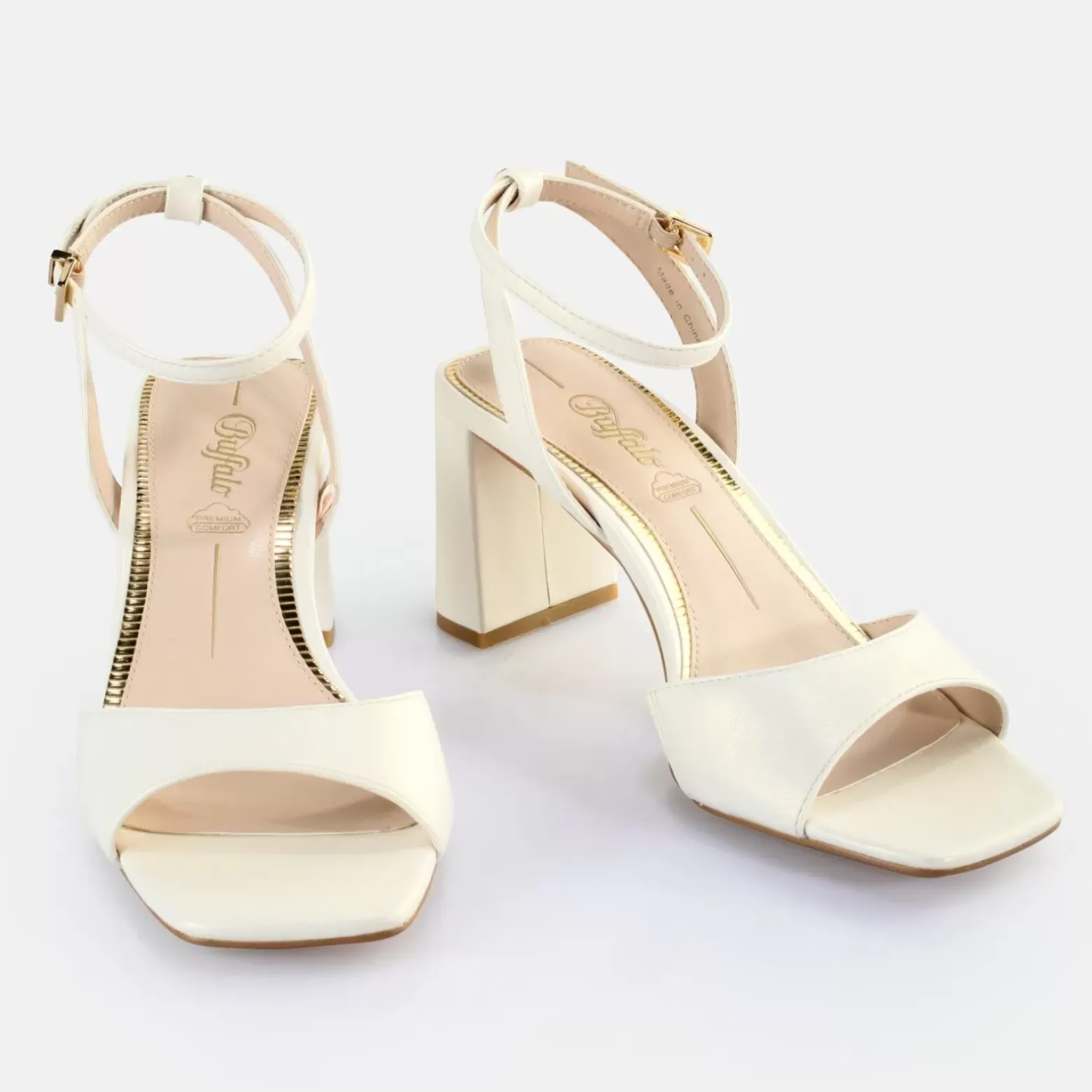 Cheap BUFFALO April Neat Sandales A Talon Veganes Perle Blanc