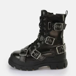 Store BUFFALO Aspha Buckle Mid Ankle Bottines Vegan Noir