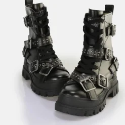 Store BUFFALO Aspha Buckle Mid Ankle Bottines Vegan Noir