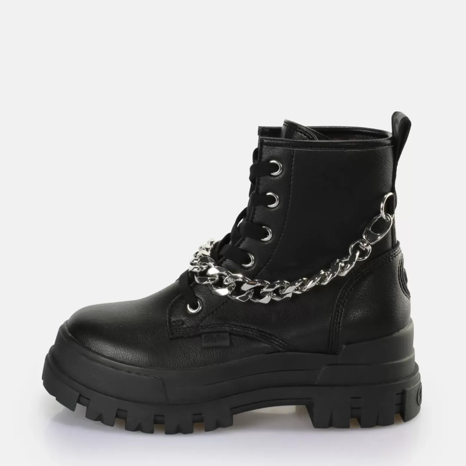 Hot BUFFALO Aspha Chain Bottines Vegan/Argent Noir