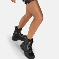 Online BUFFALO Aspha Chain Laceup Mid Bottines Vegan Noir