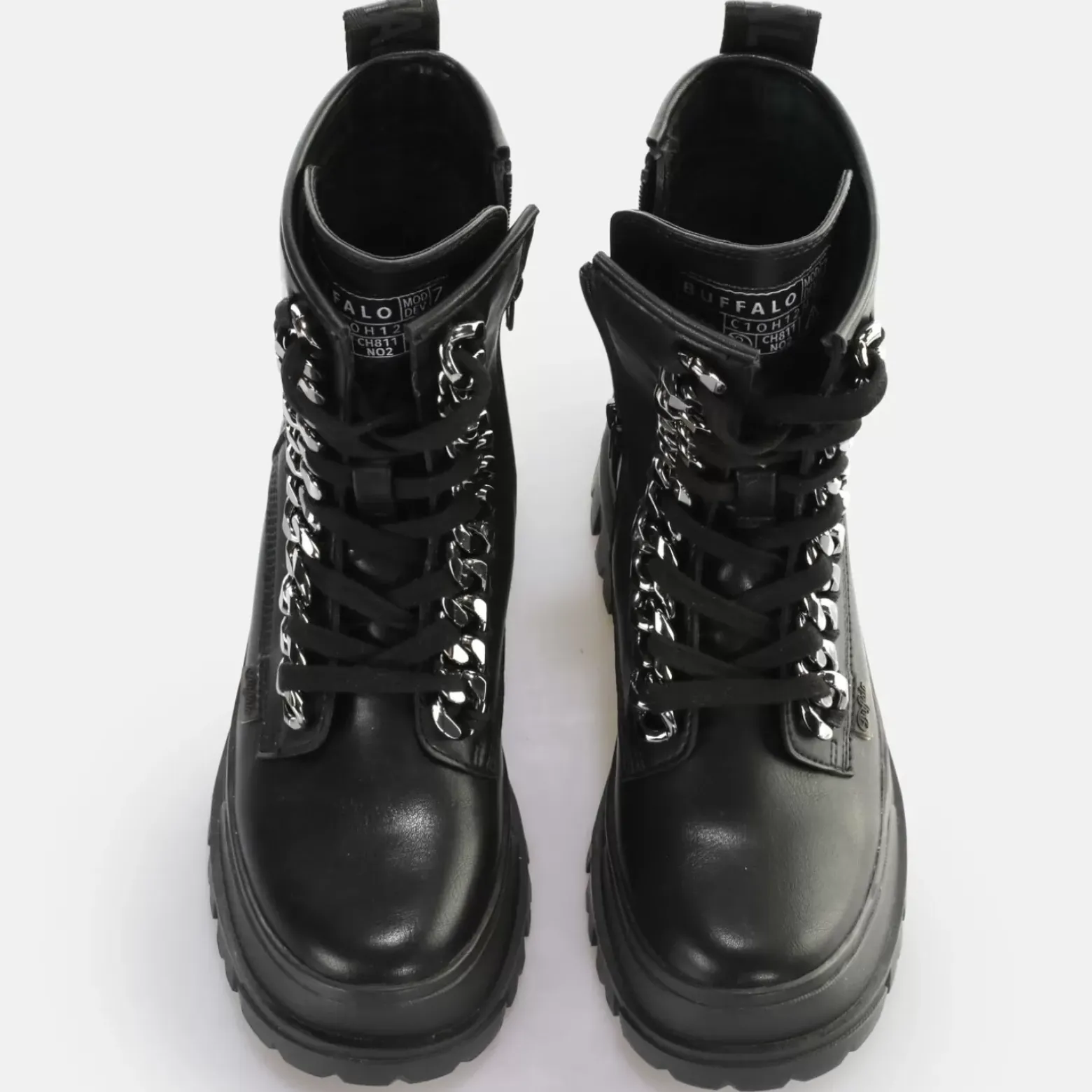 Online BUFFALO Aspha Chain Laceup Mid Bottines Vegan Noir