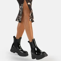 Cheap BUFFALO Aspha Chelsea Mid Bottines Vegan Noir Shiny Black