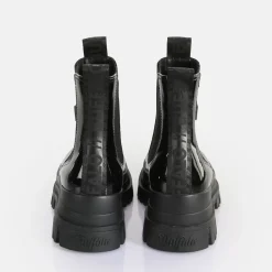 Cheap BUFFALO Aspha Chelsea Mid Bottines Vegan Noir Shiny Black