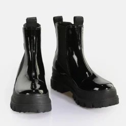 Cheap BUFFALO Aspha Chelsea Mid Bottines Vegan Noir Shiny Black