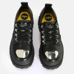 Clearance BUFFALO Aspha Cls Steel Laceup Lo Baskets Basses Vegan Noir