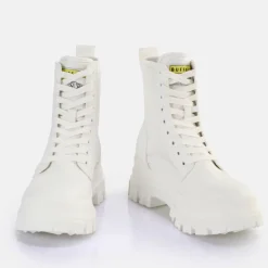Clearance BUFFALO Aspha Com2 Laceup Mid Bottines Vegan Blanc