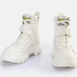 Store BUFFALO Aspha Com1 Laceup Mid Bottines Vegan Blanc