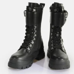 Hot BUFFALO Aspha Com Steel Laceup Hi-Vegan Nappa/Nylon- Noir