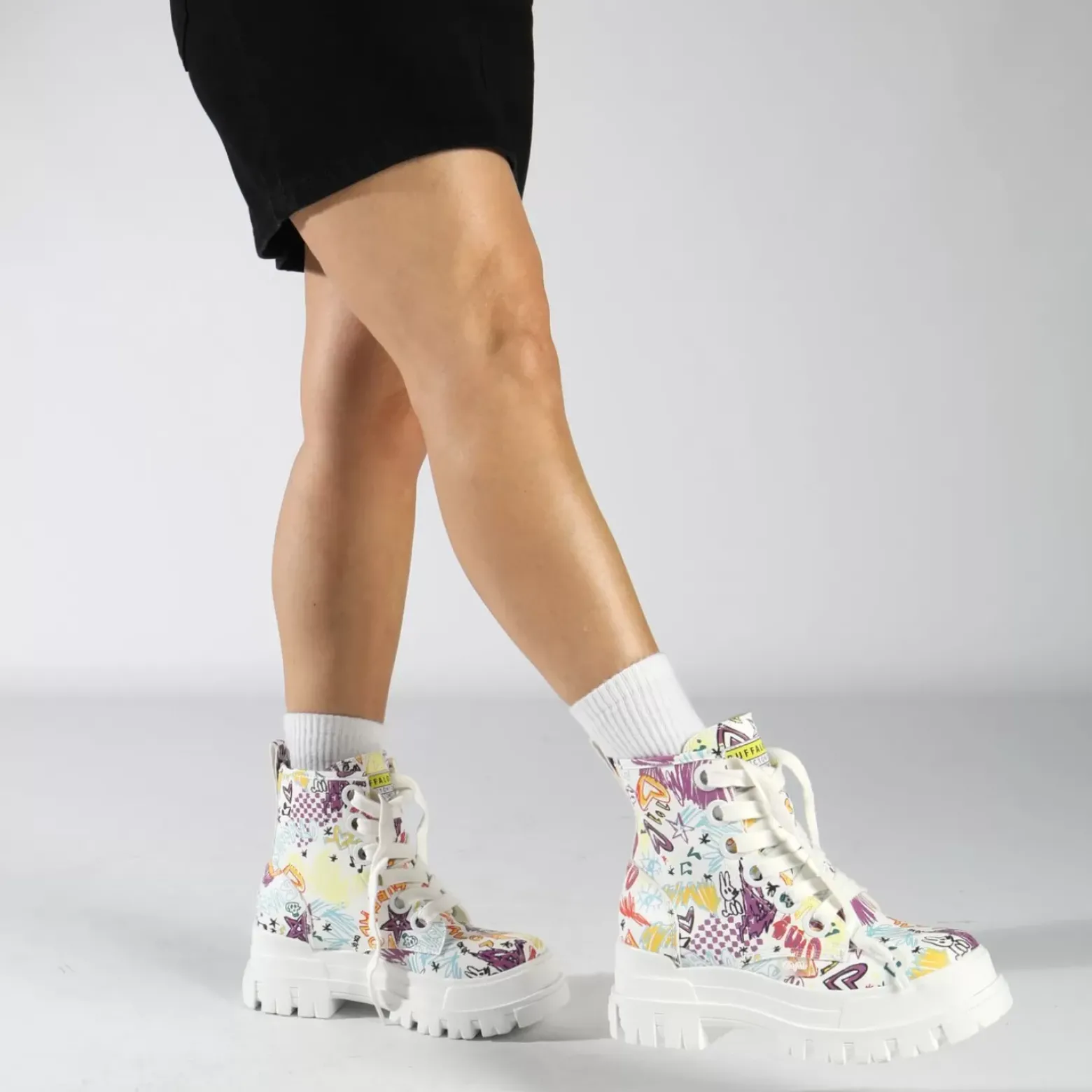 Discount BUFFALO Aspha Lace Up Hi Blanc