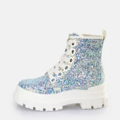 Online BUFFALO Aspha Lace Up Hi Bottines Vegan Argent/Creme Violet