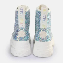 Online BUFFALO Aspha Lace Up Hi Bottines Vegan Argent/Creme Violet