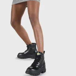 Best Sale BUFFALO Aspha Lace Up Hi Bottines Plates Veganes Noir