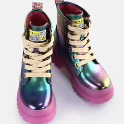 New BUFFALO Aspha Lace Up Hi Bottines Veganes Mermaid Purple Violet