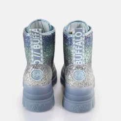 Flash Sale BUFFALO Aspha Lace Up Hi Bottines Veganes Argente/Gris Bleu