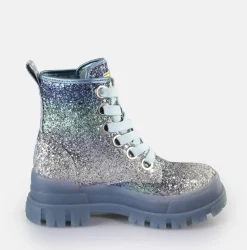 Flash Sale BUFFALO Aspha Lace Up Hi Bottines Veganes Argente/Gris Bleu