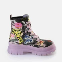 Store BUFFALO Aspha Lace Up Hi Bottines Veganes Violet/Noir Graphite Noir/Violet