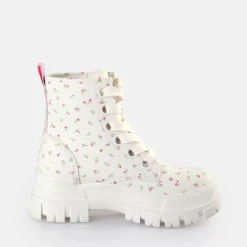 Best BUFFALO Aspha Lace Up Hi Bottines Veganes/Fleurs Blanc