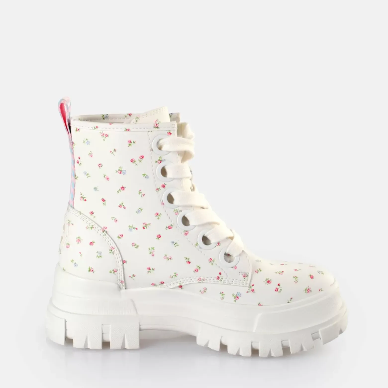 Best BUFFALO Aspha Lace Up Hi Bottines Veganes/Fleurs Blanc