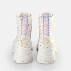 Best BUFFALO Aspha Lace Up Hi Bottines Veganes/Fleurs Blanc