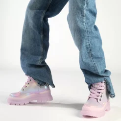 Clearance BUFFALO Aspha Lace Up Hi Bottines Vegan Mermaid Blanc/Mermaid