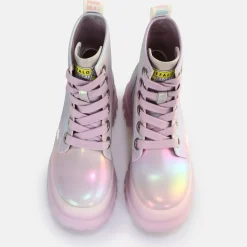 Clearance BUFFALO Aspha Lace Up Hi Bottines Vegan Mermaid Blanc/Mermaid