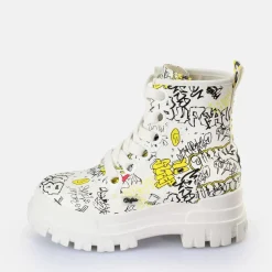 Fashion BUFFALO Aspha Lace Up Hi Bottines Veganes Blanc Graffiti