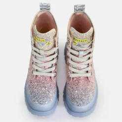 Outlet BUFFALO Aspha Laceup Hi Bottines Vegan Mermaid Purple Glitter Lilas