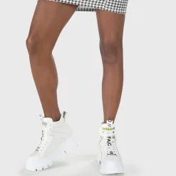 New BUFFALO Aspha Nc Mid Bottines Plates Veganes Blanc