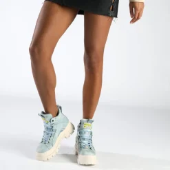 Clearance BUFFALO Aspha Nc Mid Bottines Veganes Bleu Clair Jean Blue Denim