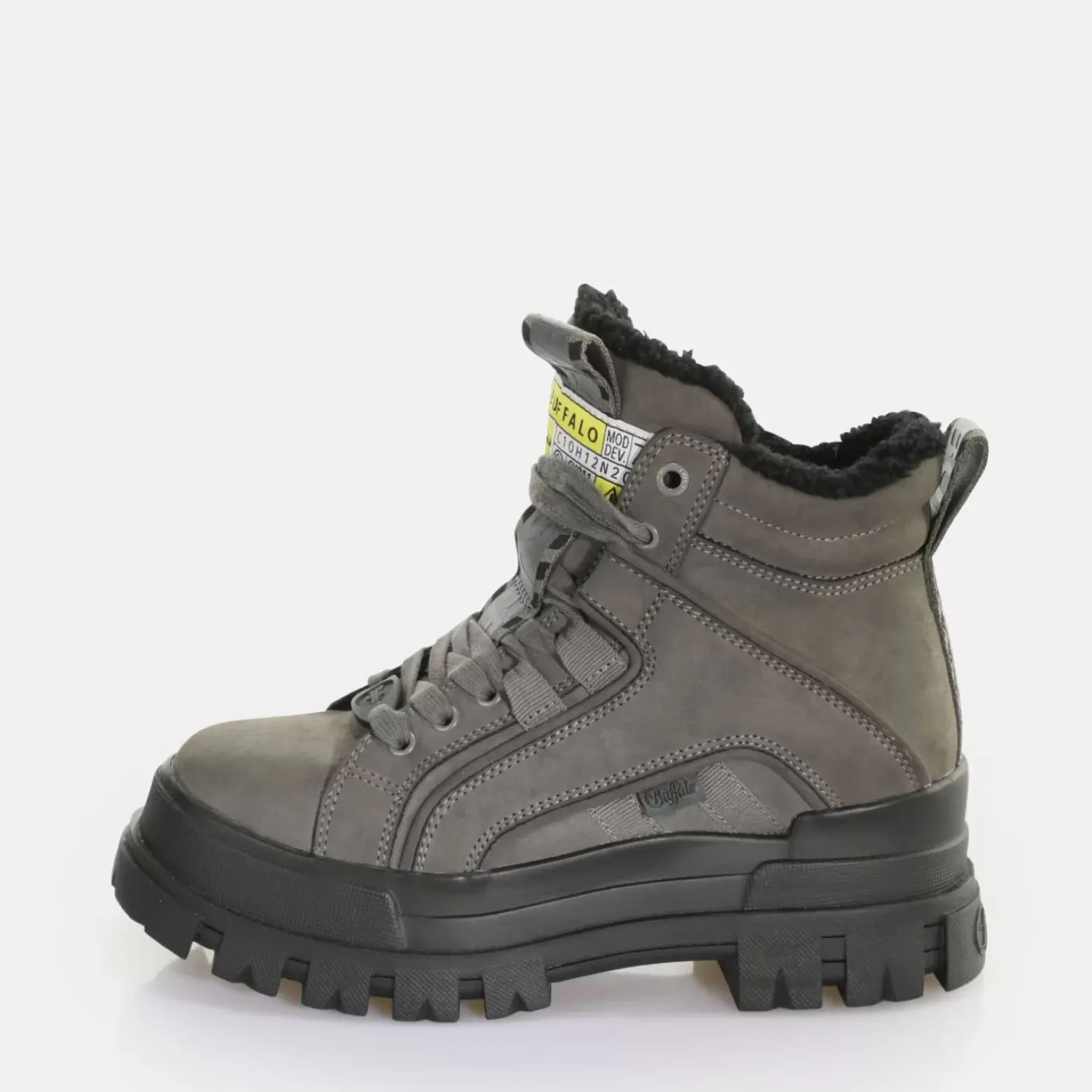 Cheap BUFFALO Aspha Nc Mid Warm Bottes A Talon Vegan Gris