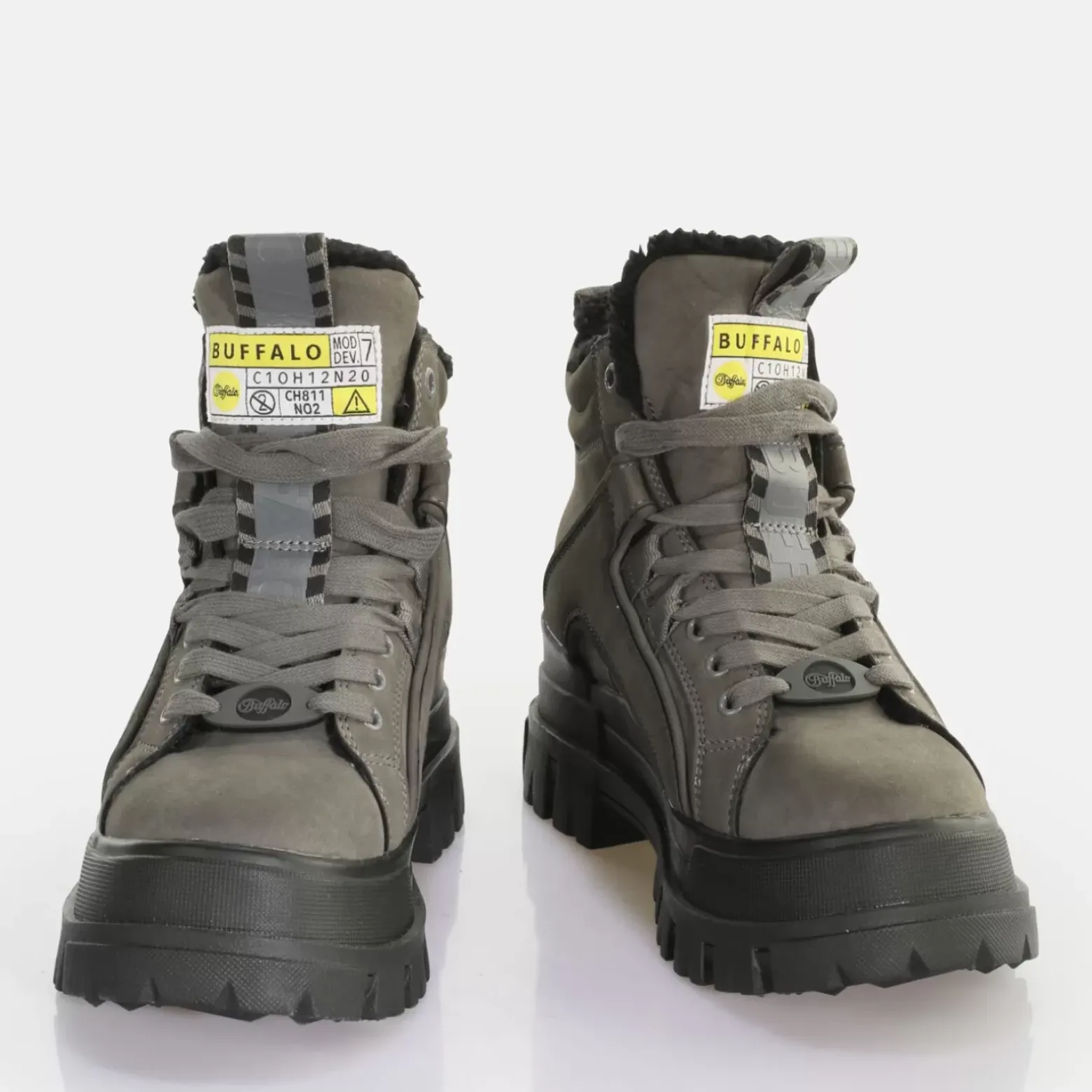 Cheap BUFFALO Aspha Nc Mid Warm Bottes A Talon Vegan Gris
