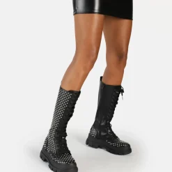 Store BUFFALO Aspha On Pin Laceup Hi Bottes Vegan Noir