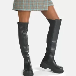 Hot BUFFALO Aspha Over Bottes Plates Veganes Noir