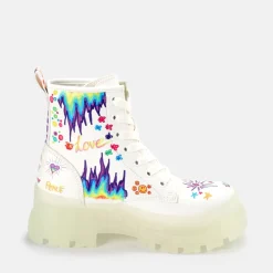 Shop BUFFALO Aspha Rld Bottine Hauteur Cheville Vegane/Graffiti Blanc