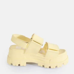 Hot BUFFALO Aspha Snd Sandales A Plateforme Veganes Croco Vanille Vanilla