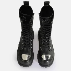 Outlet BUFFALO Aspha Steel Laceup Hi Bottes Vegan Noir