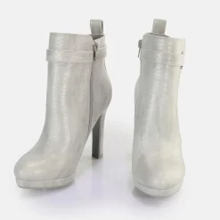 Outlet BUFFALO Audrina Bottines Vegan Snake Light Grey Gris