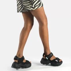 Cheap BUFFALO Binary 0 Sandales A Plateforme Veganes Noir