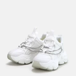 Sale BUFFALO Binary Chain Baskets Basses Veganes Blanc Et Chaineee Argent