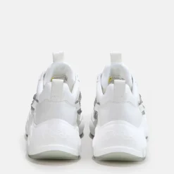 Sale BUFFALO Binary Chain Baskets Basses Veganes Blanc Et Chaineee Argent