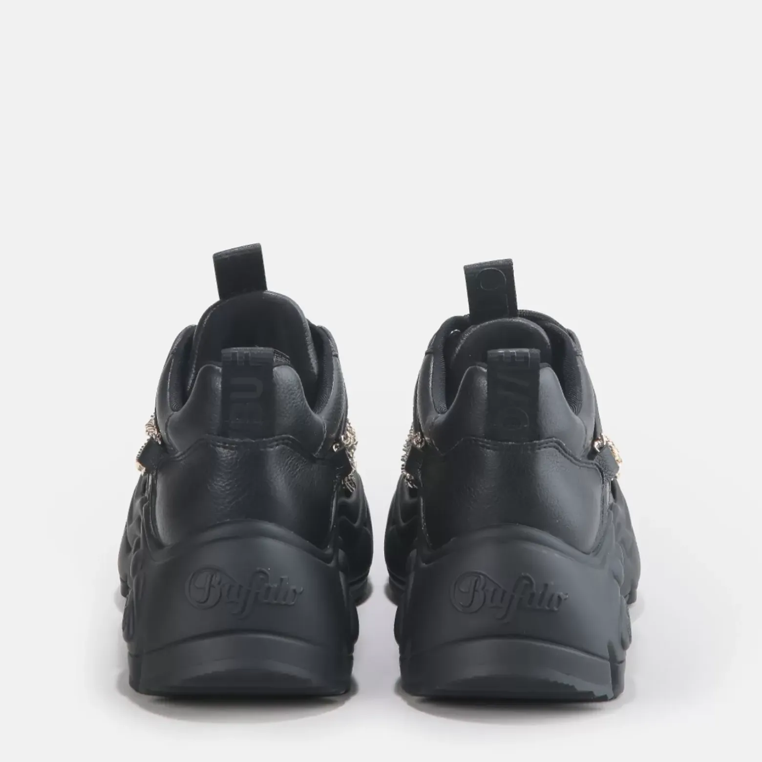 Discount BUFFALO Binary Chain Baskets Basses Veganes Noir Et Chaine D Ee Or