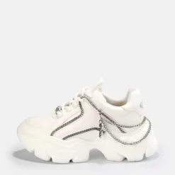 Outlet BUFFALO Binary Chain Sneaker Low Vegan Blanche Argent