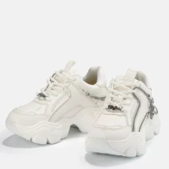 Outlet BUFFALO Binary Chain Sneaker Low Vegan Blanche Argent