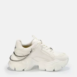 Outlet BUFFALO Binary Chain Sneaker Low Vegan Blanche Argent