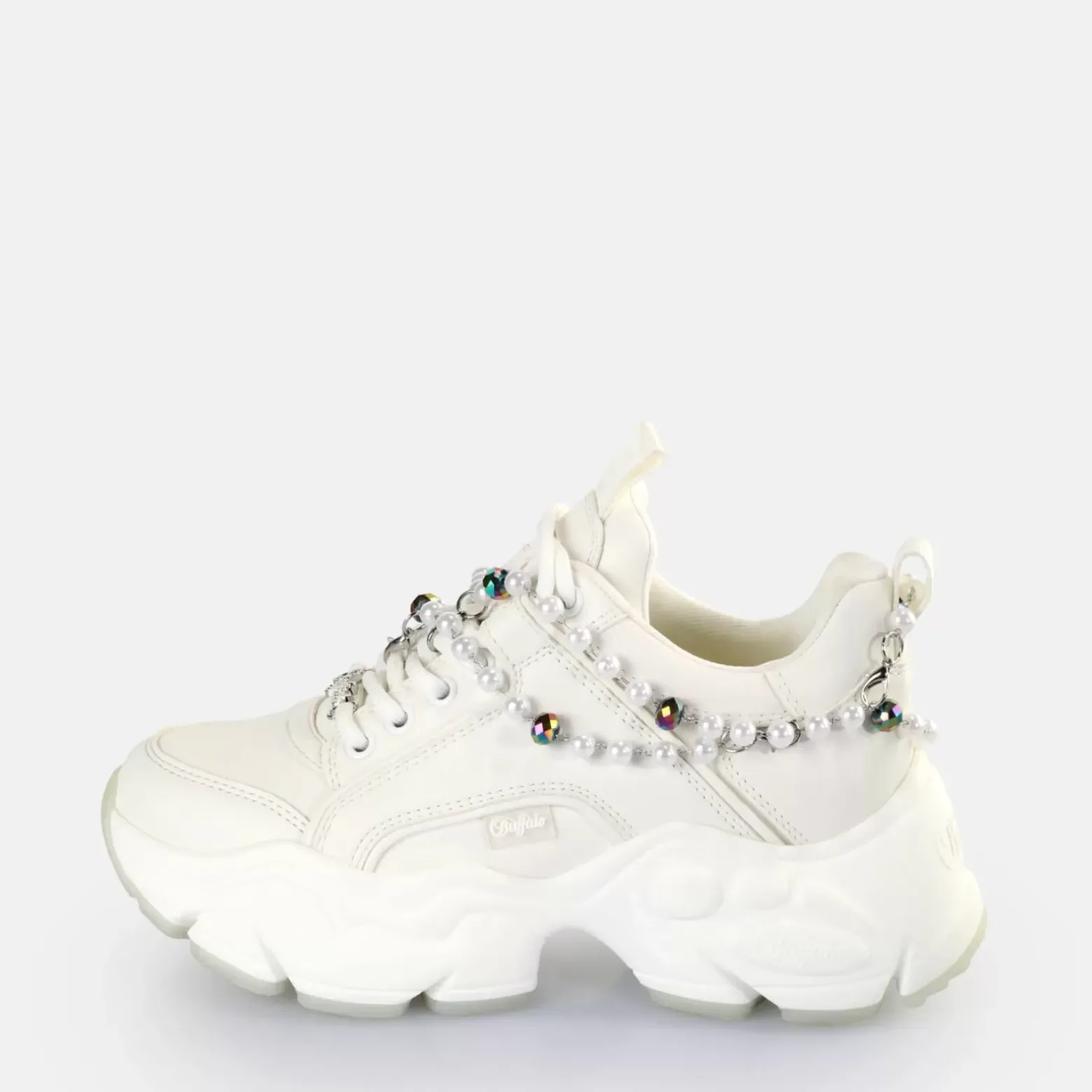 Sale BUFFALO Binary Charm Baskets Basses Veganes Perle Blanc