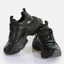 Cheap BUFFALO Binary Glam Sneaker Baskets Basses Vegan Noir