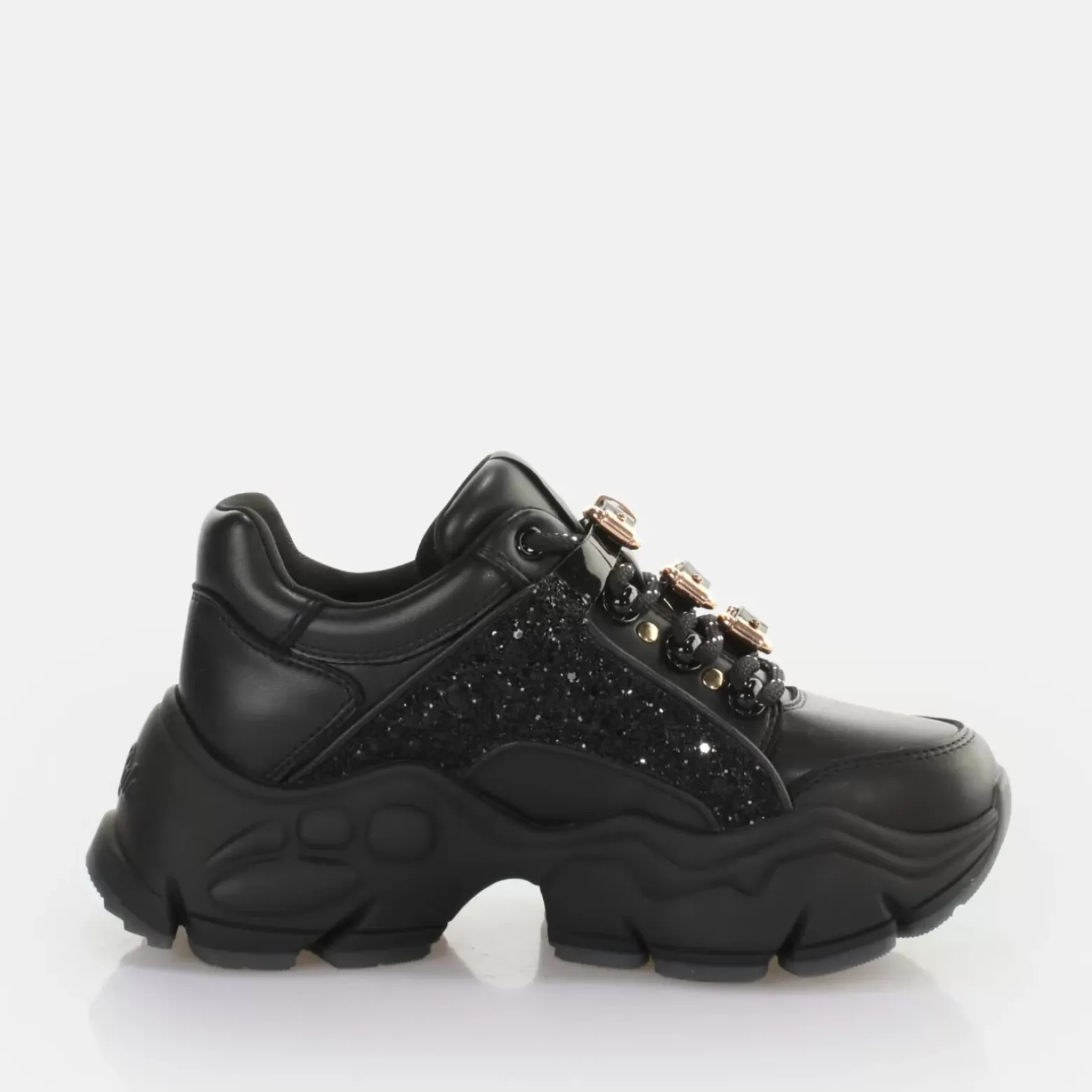 New BUFFALO Binary Glam Sneaker Vegan Glitter/Black Noir