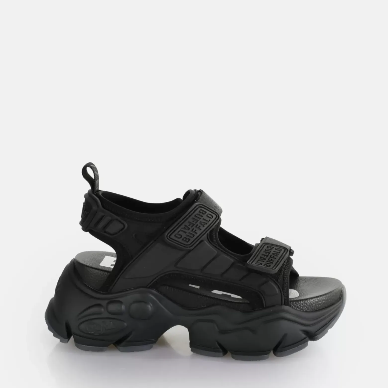 Hot BUFFALO Binary Track Sandales A Plateforme Veganes Noir